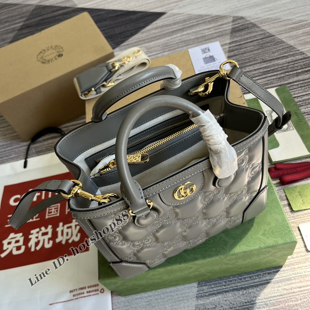 Gucci專櫃2022新款壓花G原廠皮女包 古馳GG Matelassé迷你手提包728309 gqy4305